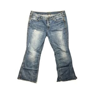 Silver Embroidered Women's Denim Boot-cut Plus Size 22